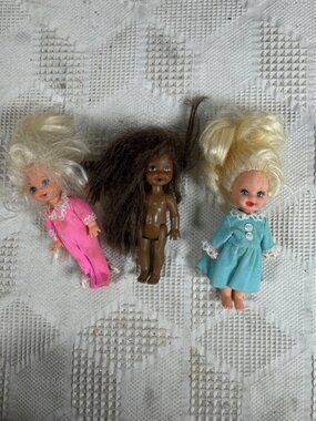 Set of 3 Vintage 1990s Kelly and Friends Bedtime Baby Dolls Bottle Mouth Barbie